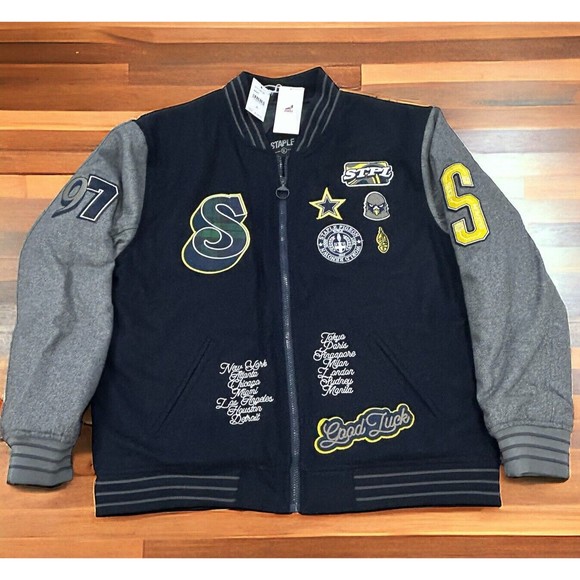 Staple Other - Staple Brand Pigeon bomber jacket Varsity Mens XL Letterman Streetwear Navy NWT